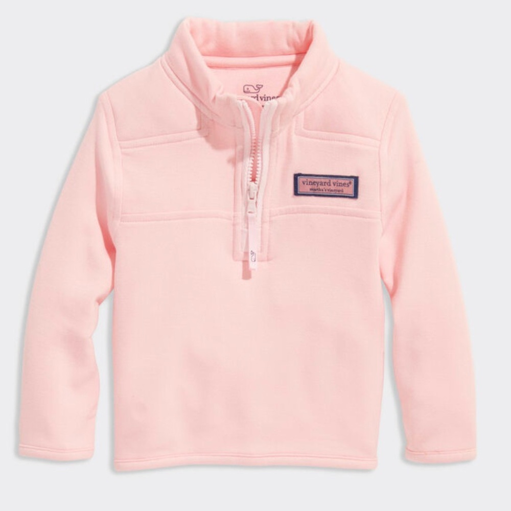 NWT Vineyard Vines baby pink Classic Shep Shirt quarter-Zip top, 6-12 months